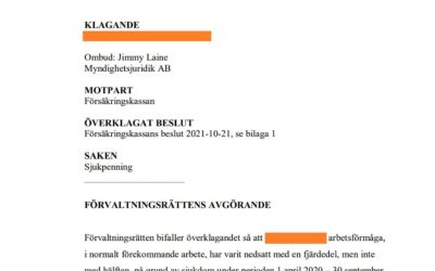 Vår klient med ME/CFS får rätt till sjukpenning
