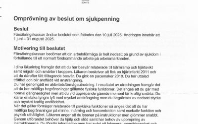 Vår klient beviljas hel sjukpenning efter omprövning