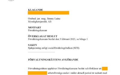 Vår klient med utmattningssyndrom får rätt till sjukpenning
