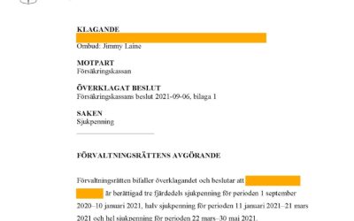 Vår klient med utmattningssyndrom får rätt till sjukpenning