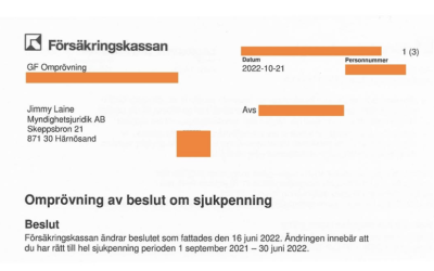 Vår klient får rätt till hel sjukpenning efter omprövning