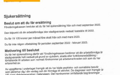 Vår klient med ME/CFS får rätt till hel sjukersättning