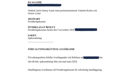 Vår klient med ME/CFS beviljas sjukersättning