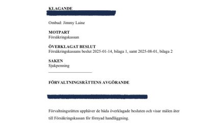Vår klient får rätt till sjukpenning och får behålla tidigare SGI