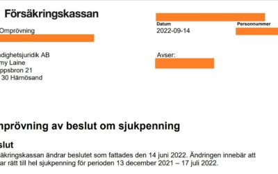 Försäkringskassan ändrar beslut vid omprövning – sjukpenning beviljas
