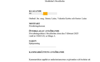 Vår klient med ME/CFS får rätt till sjukpenning i kammarrätten