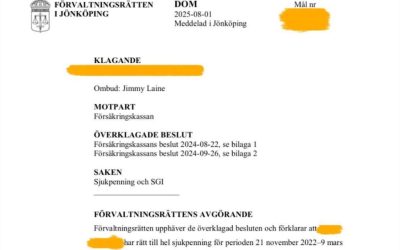 Vår klient får rätt till hel sjukpenning och återställd SGI