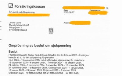 Vår klient beviljas sjukpenning efter att Försäkringskassan ändrat inställning